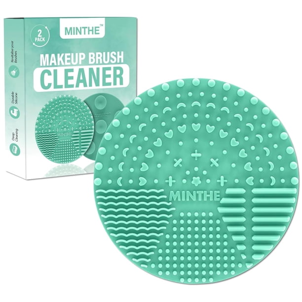 MINTHE Alfombrilla limpiadora de brochas de maquillaje | Paquete de 2 | Alfombrilla de limpieza de brochas de maquillaje de silicona, almohadilla limpiadora de brochas de maquillaje, limpiador de alfo