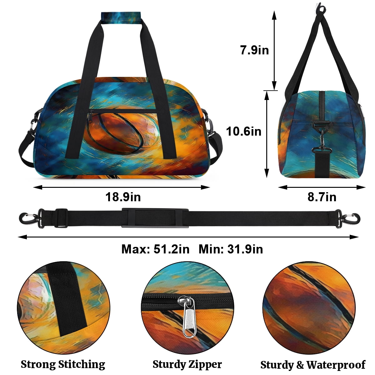 Qzjjjmy Soccer Bags for Boys Football Sport Duffel Bag Foldable Sport Gym Bag