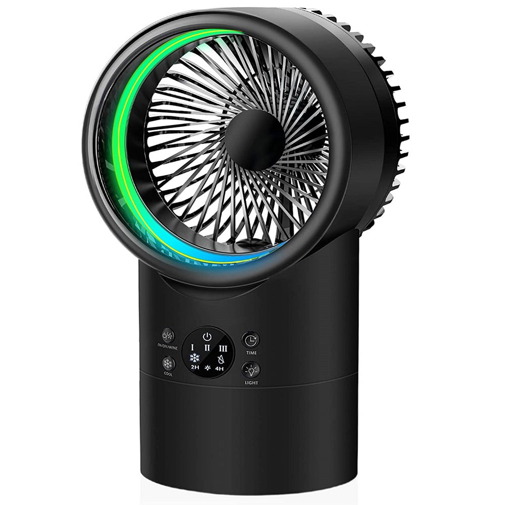 Dorm OVPPH Air Conditioner Fan Mini Portable Desktop Fan 9.5-inch Personal Misting Table Fan Small Evaporative Air Cooler Circulator Humidifier for Office Black and More