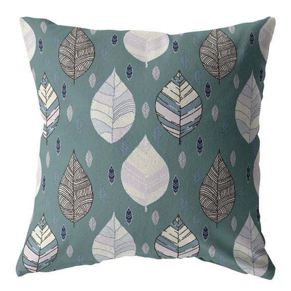 Fall Leaves Indoor/Outdoor Fabric Pillow with Removable Cover in Green16x16