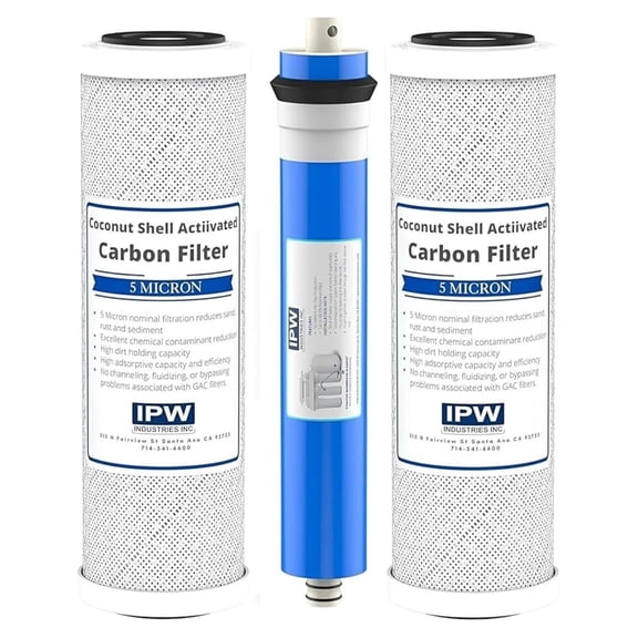 IPW Industries Universal 3-Stage Under Sink Reverse Osmosis Replacement Filter Kit | Replace Every 6-12 Months for Pure, Refreshing Water