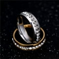 thumbnail image 3 of 316L Stainless Steel Wedding Silver/Gold Band Men Women Couple CZ Ring Size 5-13, 3 of 8