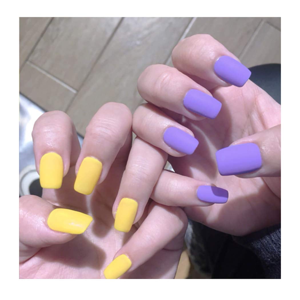 Matte Fake Nails 24pcs Purple And Yellow Pure Fashion Full Cover Acrylic False Nails Party Night Club Press Clip On Nails For Women And Girls Walmart Com Walmart Com Matte Fake Nails 24pcs Purple And Yellow Pure Fashion Full Cover Acrylic False Nails Party Night Club Press Clip On Nails For Women And Girls Walmart Com Walmart Com