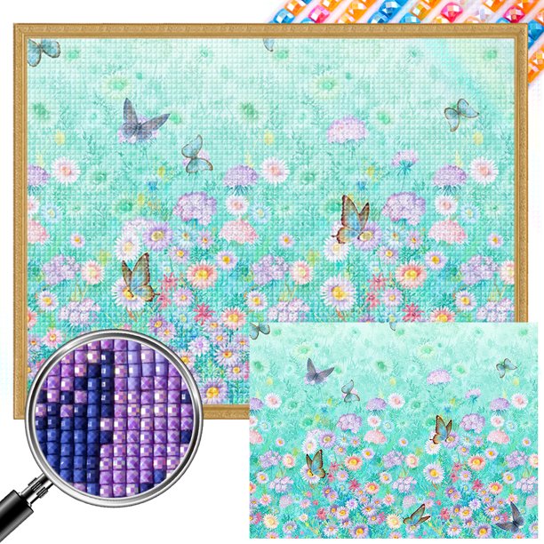 (ZQA1923-AB) Diamantes AB parciales diamantes completos flores y mariposas serie paisajes diamantes pintura diamantes resina 30*40 CM tamaño lienzo 35*45 cm