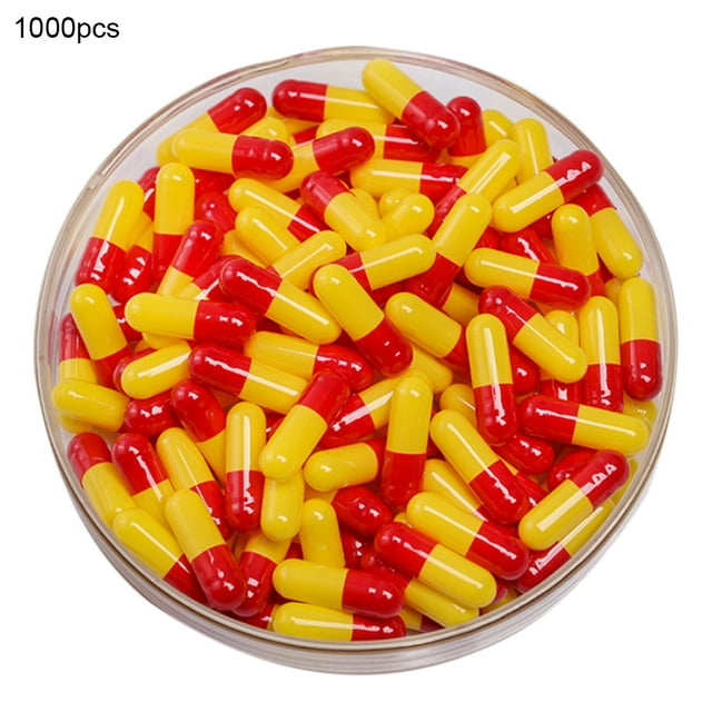 Flmtop 1000Pcs Transparent Hollow Gelatin Empty Separated Medical Powder Capsule Shells