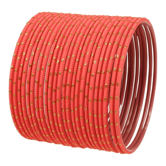 Sunsoul by Touchstone "Colorful Bangle Collection" Indian Bollywood Exclusive Golden Glaze Coral Color Designer Jewelry Special Large Size Bangle Bracelets. Set of 24 For Women.