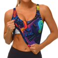 thumbnail image 3 of Fotbe Neon City Map Sujetador Deportivo Largo sin Aros para Mujer con Almohadillas y Soporte Medio, Transpirable y Absorbente, Camiseta Tipo Chaleco o Tank Top-Small, 3 of 8