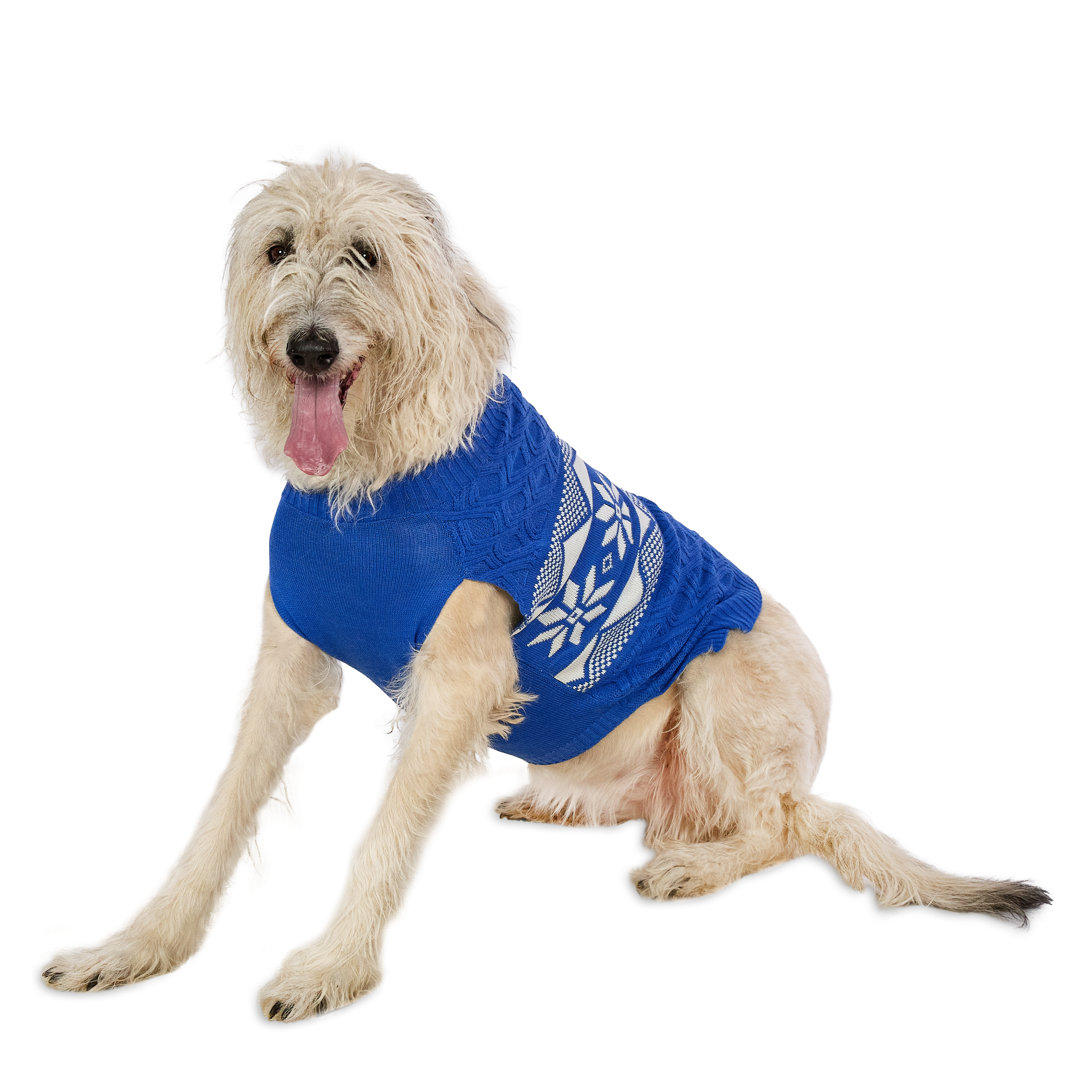 Vibrant Life Holiday Pet Sweater for Dogs, Snowflakes, Blue, Extra Large