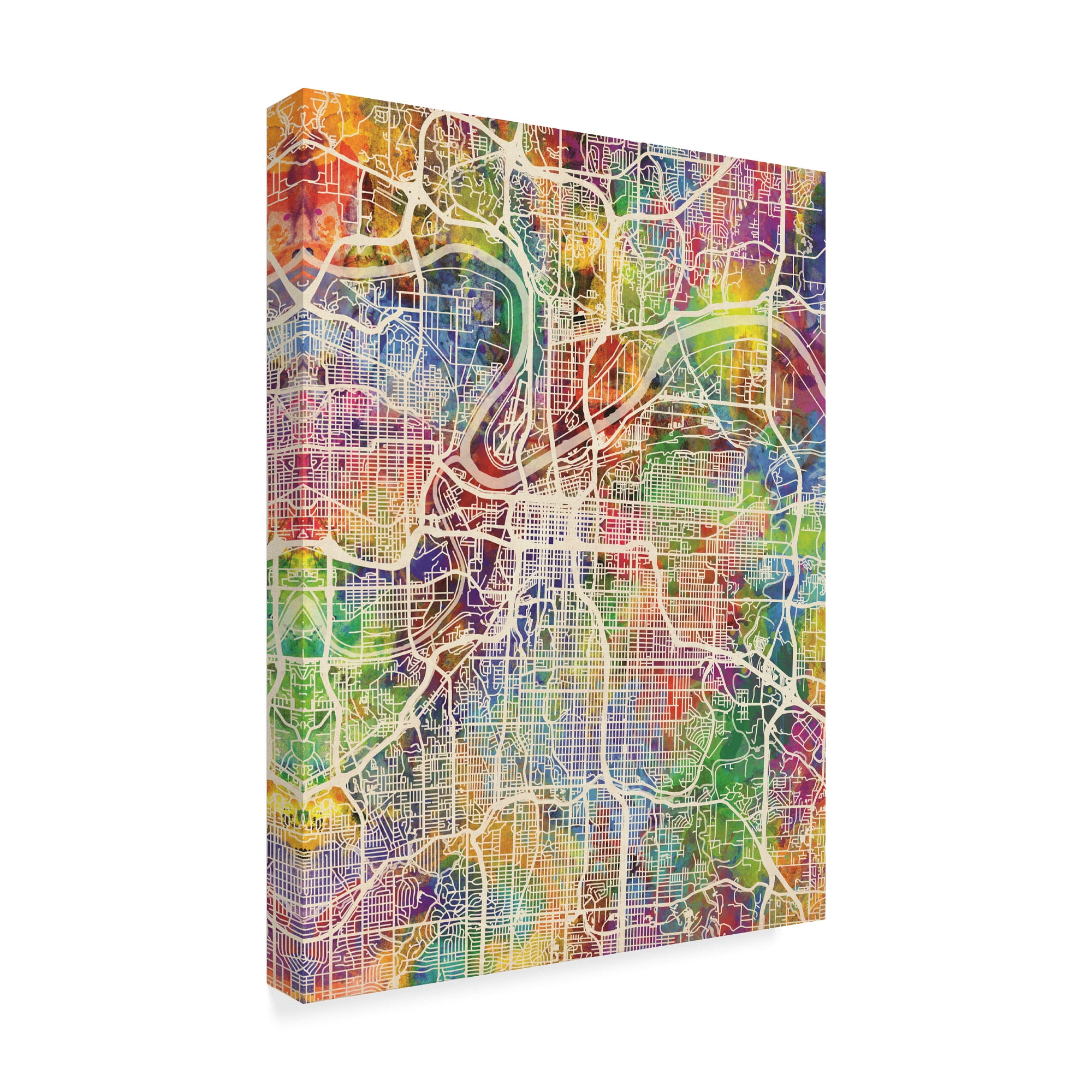 Trademark Fine Art 'Kansas City Missouri City Map III' Canvas Art by Michael Tompsett