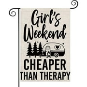 HGUAN Camping Gift Weekends Cheaper Than Therapy Garden Flag Getaway Gift Outdoor Flag RV Campsite Gift (GF-Weekend)