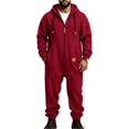 thumbnail image 5 of Ceisia Mens Loose Full Zip Hooded One Piece Jumpsuit Casual Sports Onesie Wine M Gift, 5 of 5