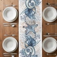 thumbnail image 6 of Summer Coastal Coral Table Runner - 72 Inch Long, Kitchen Dining Table Runner Dresser Scarves, Blue Ocean Conch Shell Blue Farmhouse Decor for Coffee Tables Wedding Party Banquet, 6 of 8