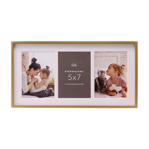 Studio Decor Expressions 3 Opening 5" x 7" Gold Sydney Collage Frame
