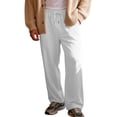 thumbnail image 6 of Men's Lightweight Sweatpants Open Bottom Sweat Pants for Men Straight Leg Gym Sweatpants Lounge Pants with Pockets White M, 6 of 6