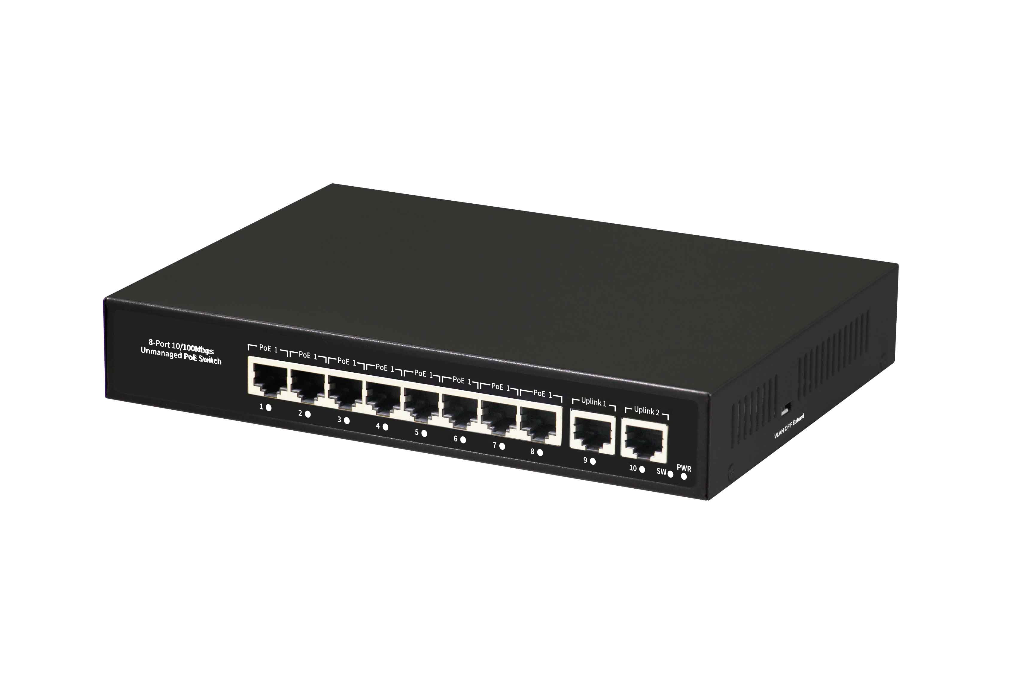 LINKOH Unmanaged Switch PoE with 8 Ports 10/100M and 2GE Uplink - LINKOH