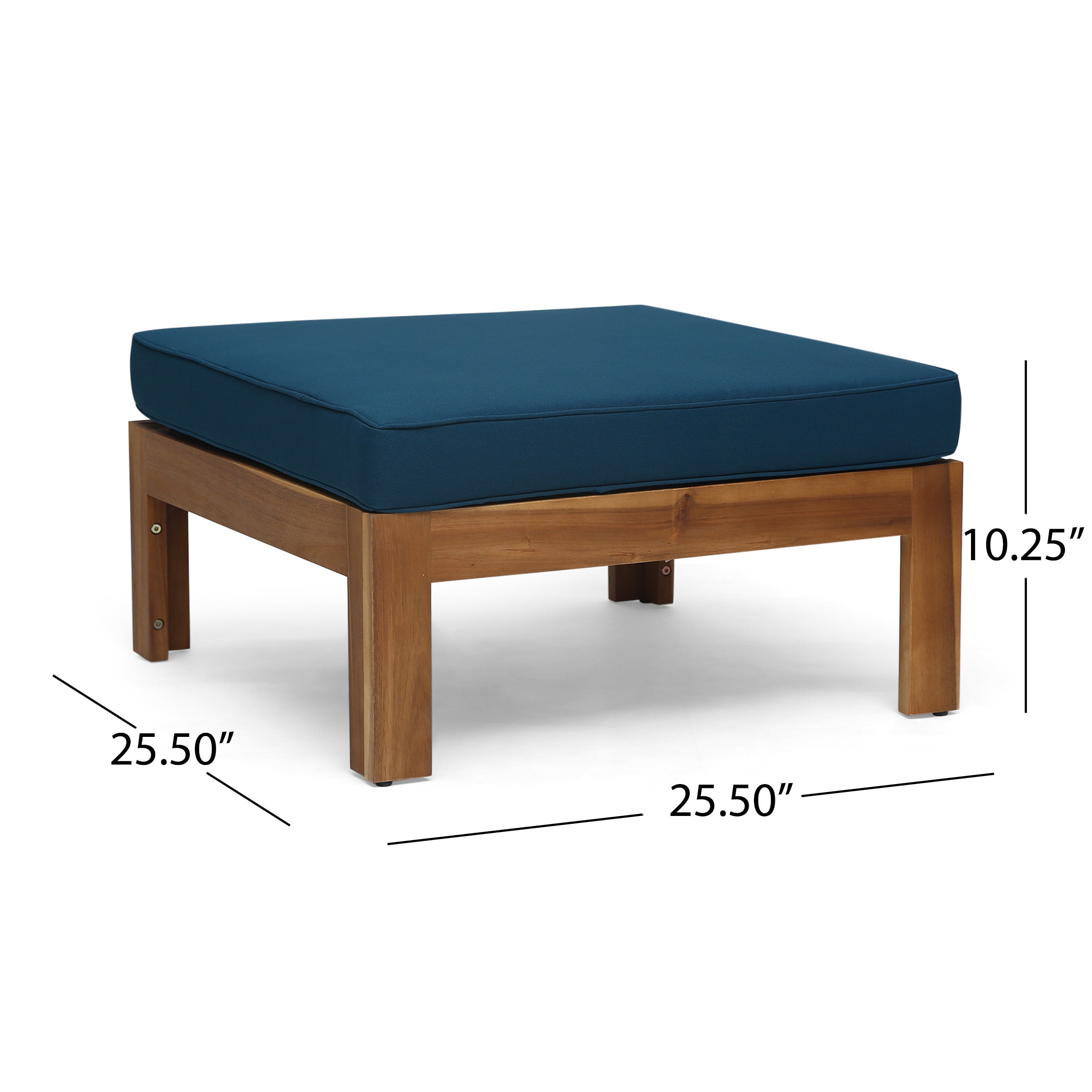 Mamie Outdoor Acacia Wood 5 Piece 3-Seater Sectional Sofa Set, Teak and Dark Teal