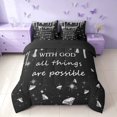 thumbnail image 3 of Homewish Glitter Ice Cream Drip Twin Bedding for Girls, With God All Things Are Possible Print Bedding Comforter Set, Gray Black, Black Reversible, 7 Pieces, 3 of 7