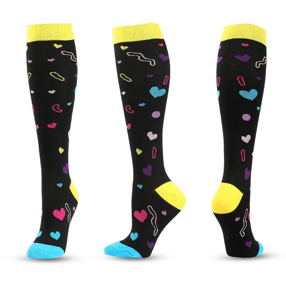 EOYWHK Compression Socks Men 20 30 mmHg Circulation Support Socks Knee High Supports Socks for Travel Running Hiking Athletic Black L