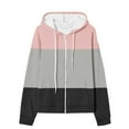 thumbnail image 4 of QATAINLAV Womens Cute Oversized Hoodies Casual Zip Up Hooded Sweatshirt Fashion Colorblock Tunic Jacket with Pockets Fall Fashion Clothes, Pink, XXL, 4 of 6