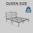 thumbnail image 2 of Queen Size Black Metal Bed Frame with Headboard, Heavy Duty Sturdy Platform Bed, No Box Spring Needed, Easy Assembly, Noise-Free, Modern Style Bedroom Furniture, 2 of 8