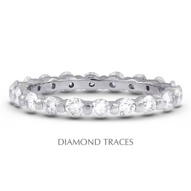 Diamond Traces UD-EWB102-2811 18K Or Blanc Lingot Fixant 3,76 Carats Diamant Naturel Total Bague d'Éternité Classique