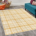 thumbnail image 2 of Plaid Decorative Rug, Modified Stripes Crossed Horizontal and Vertical Lines Forming Squares, Quality Carpet for Bedroom Dorm and Living Room, 6 Sizes, Mustard White, by Ambesonne, 2 of 4