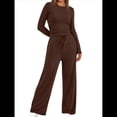 thumbnail image 3 of Traje de Otoño e Invierno para Mujer, de Larga, Color Liso, Informal, para Tiempo Libre Café XXL, 3 of 8