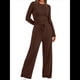 thumbnail image 3 of Traje de Otoño e Invierno para Mujer, de Larga, Color Liso, Informal, para Tiempo Libre Café XXL, 3 of 8