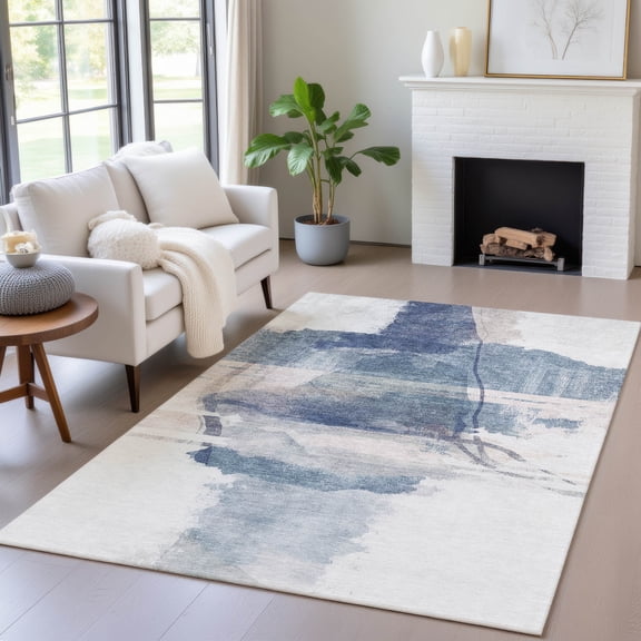 Addison Rugs Chantille Indoor/Outdoor Transitional Abstract Blue Machine Washable Rectangle Rug, 10' x 14'