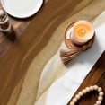 thumbnail image 3 of Ombre Waves Table Runner - 48 Inch Long Abstract Art Gradient Brown Modern Cotton and Linen Blended Dress Scarves Farmhouse Table Runner for Kitchen Dining, Coffee Table, 13" x 48", 3 of 8