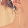 thumbnail image 3 of UDIYO 1Pc Punk Tassels Chain Leaf Fish Cross Charms Ear Stud Cuff Earring Jewelry Gift, 3 of 7
