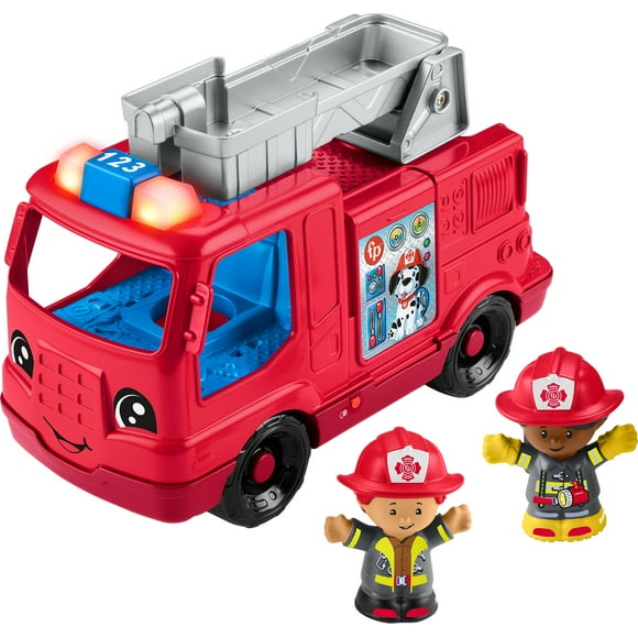 Fisher-Price Little People Fire Truck Musical Toddler Toy with Lights & 2 Figures - Multilanguage Version