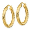 thumbnail image 2 of FB Jewels 14K Yellow Gold 4x20 Diamond-cut Round Hoop Earrings, 2 of 3