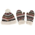 thumbnail image 4 of BambooMN Adult Women's Super Soft Warm Fuzzy Cozy Winter Socks, Beanie Pom Pom Hat and Mittens Set - 1 Set Brown Design, 4 of 6