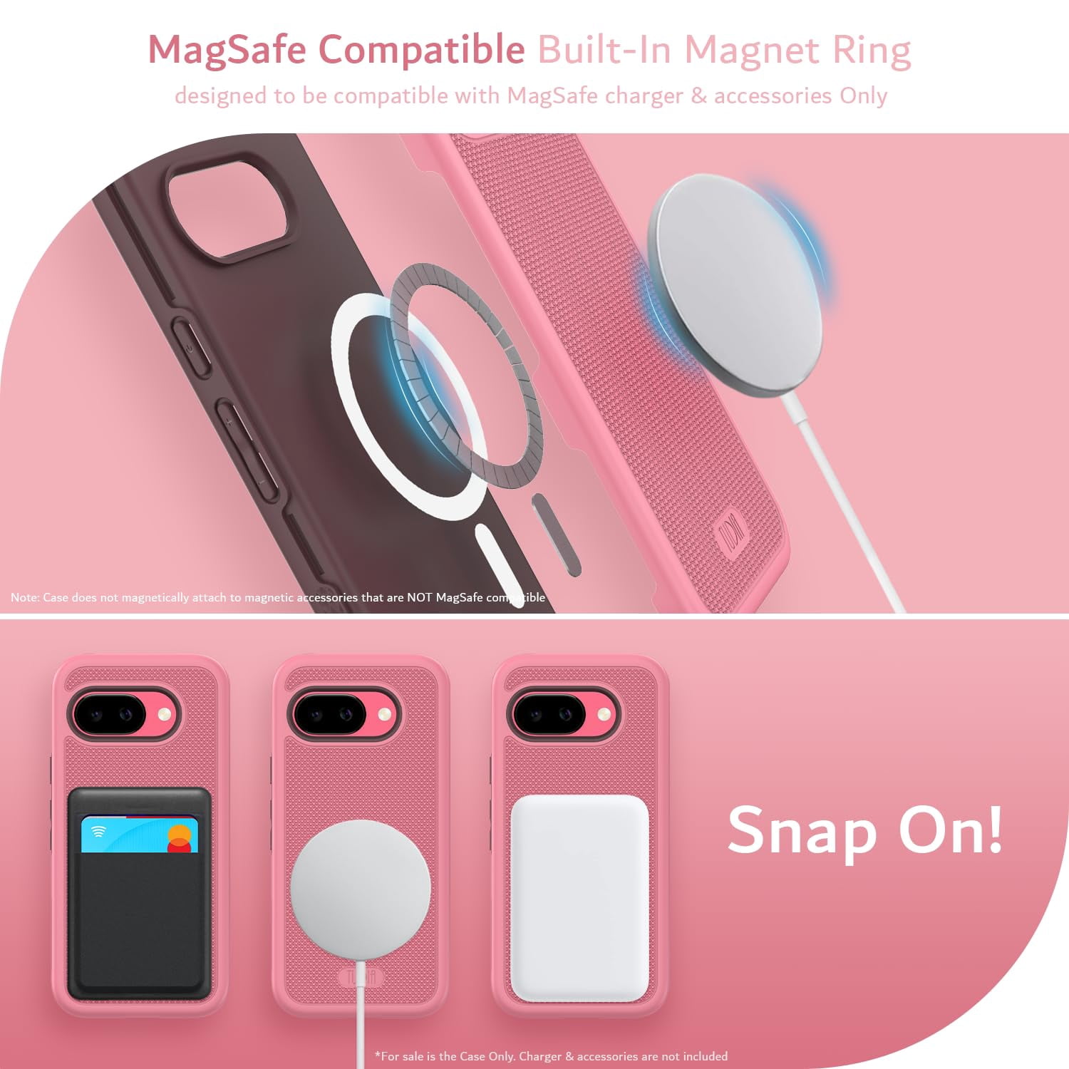 TUDIA MergeGrip for Google Pixel 9a Case Magsafe Compatible Military Grade Cover - Smokey Pink