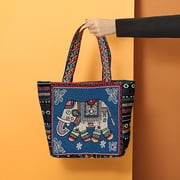 Traditional Women Tote Bag, Travel Bag, Handmade Casual Handbags for Outdoor , Blue F