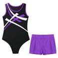 thumbnail image 3 of Alvivi Kids Girls Gymnastics Sleeveless Leotard with Booty Shorts Ballet Dance Unitard Activewear Purple 8, 3 of 5