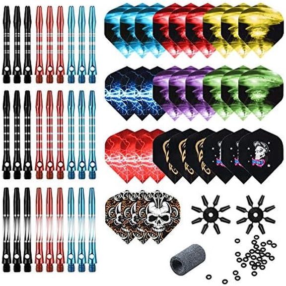 Dart Accessories Kit Including Aluminum Dart shafts,Dart Flights, Flight Savers, Sharpener, O-Rings -Bulk Pack of 104 Pieces$$Sport & Recreation Other