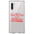 thumbnail image 1 of DistinctInk Clear Shockproof Hybrid Case for Samsung Galaxy Note 10 (6.3" Screen) - TPU Bumper Acrylic Back Tempered Glass Screen Protector - Take Me Out to the Ballgame Baseball, 1 of 1