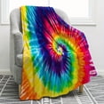 thumbnail image 3 of Jekeno Cozy Rainbow Tie-Dye Throw Blanket - Soft Plush Boho Design for Bed or Couch, 50"x60", Vibrant Spiral Printed Colors, Warm & Stylish Home Decor, Blanket for Bed, 3 of 6