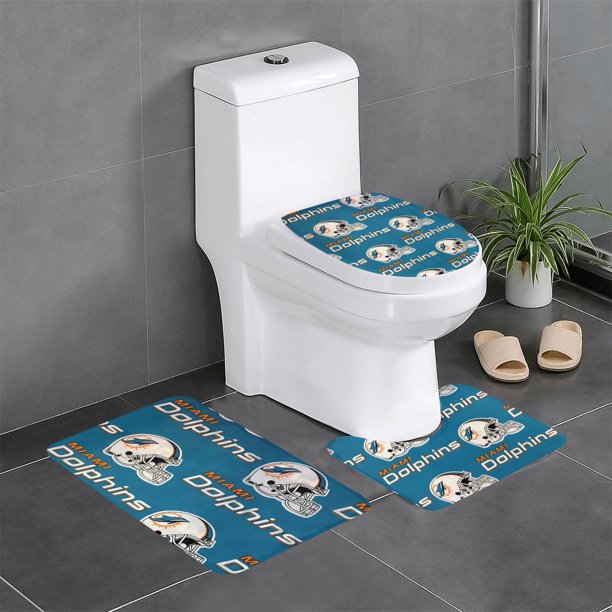 Juego de 3 alfombras de baño del equipo Dolphins Alfombra antideslizante para baño de 24 x 16 pulgadas