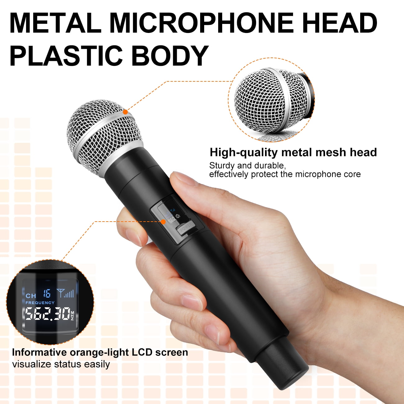 Depusheng DX4 Wireless Microphone Professional 4-Channel Handheld Microphone for Karaoke,Meeting,Party,Church,Speech
