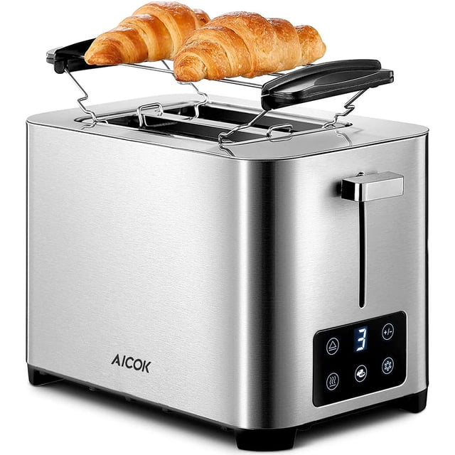 Tostador 2 rebanadas Aicok Acero Inox Touch 6 Niveles Aicok THT-8015MDA