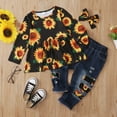thumbnail image 3 of 2T Baby Girl Clothes Baby Girl Outfits Long Sleeve Round Neckline Sunflower Tops Jeans Pants Set 2-3T Baby Girl Fall Clothes, 3 of 8