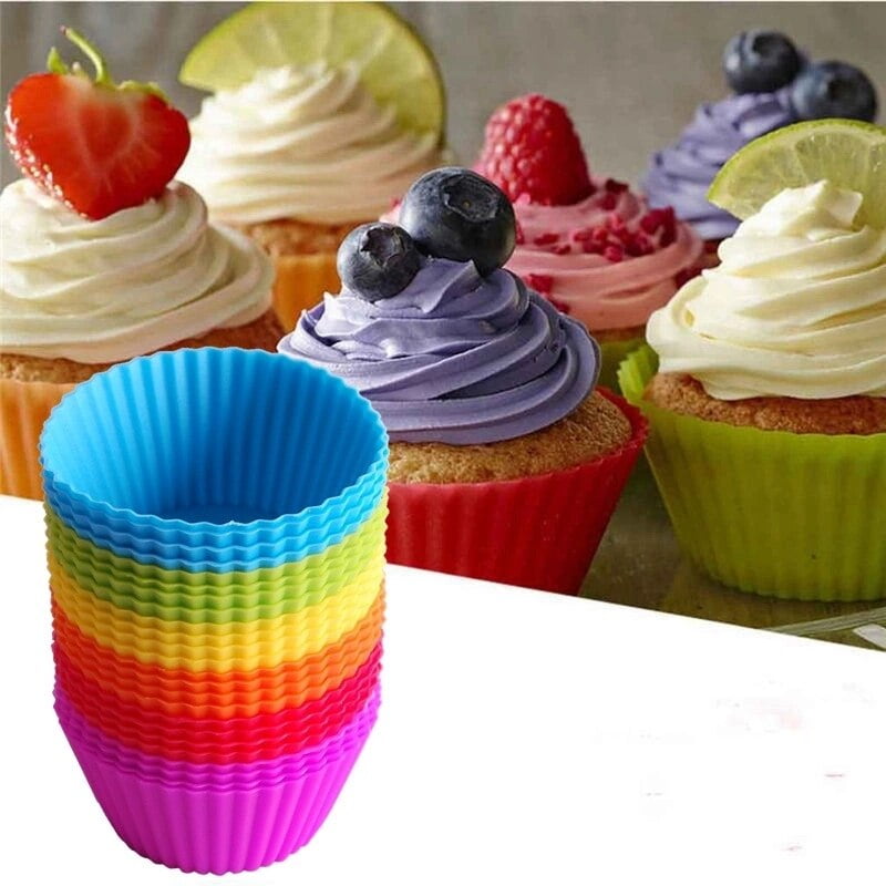 24Pack Reusable Silicone Baking Cups Cupcake Liners Muffin Cups Cake