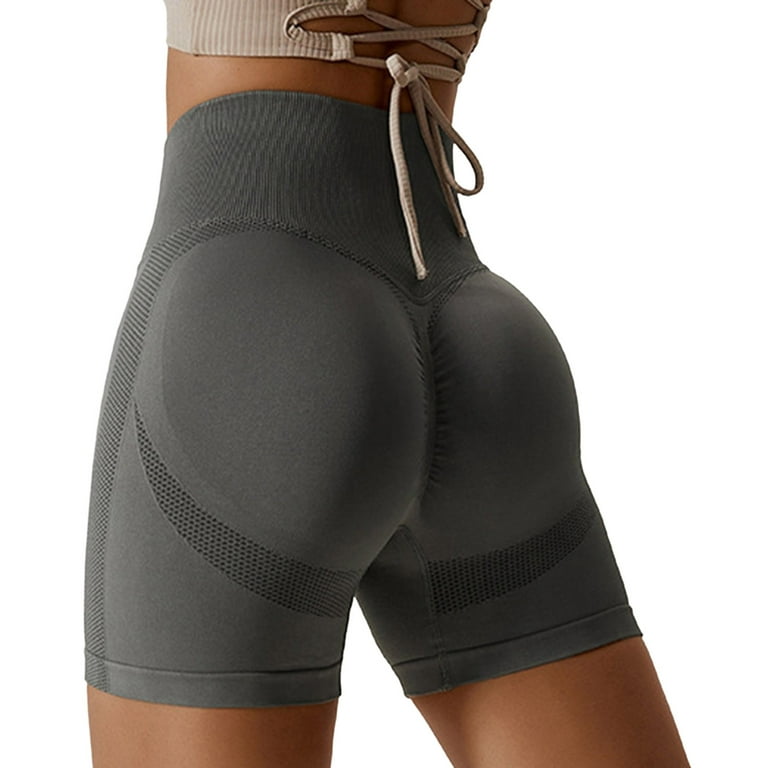 adviicd Petite Short Pants For Women Yoga Shorts With Pockets For Women  Women's Yoga Shorts Ribbed Seamless Workout High Waist Leggings Black M 