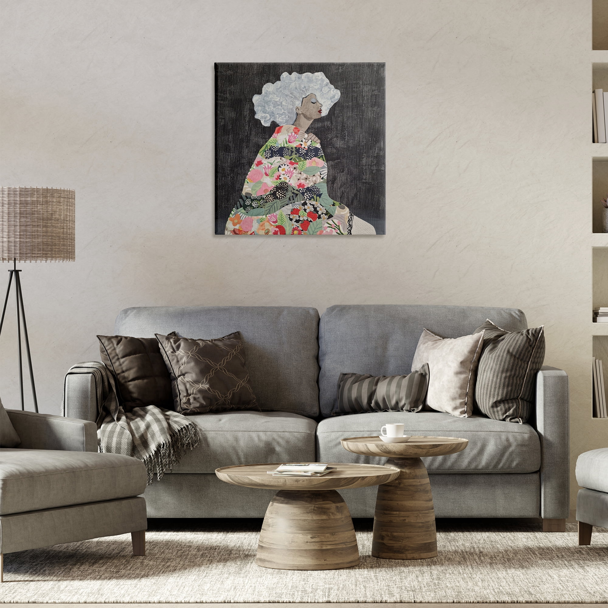 Stupell Industries Floral Dress Woman People Painting Wrapped Canvas Art Print Wall Art, 24 x 24