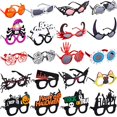 thumbnail image 1 of wonima44 Amylove 20 Pieces Happy Halloween Glasses Pumpkin Bat Eyeball Spider Eyeglasses Halloween Photo Booth Props Cosplay Eyewear Frame Funny Halloween Costume Party Favors Supplies for Kids Adult, 1 of 1