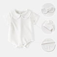 thumbnail image 2 of Zpanxa Newborn Girl Onesies Peter Pan Collar Cotton Short Sleeve Summer Bodysuit with Snap Crotch White 0-3 Months, 2 of 7