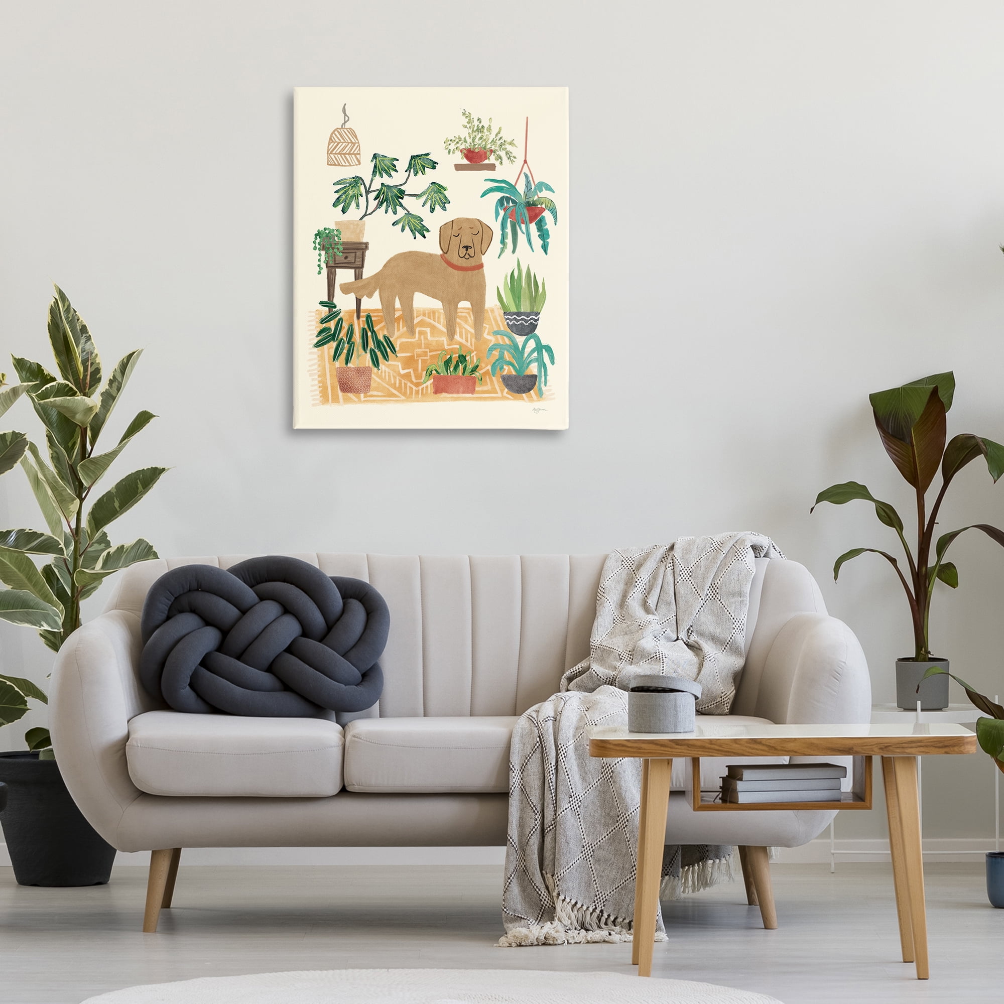 Stupell Industries Labrador with House Plants Animals & Insects Painting Gallery Wrapped Canvas Art Print Wall Art, 30 x 40